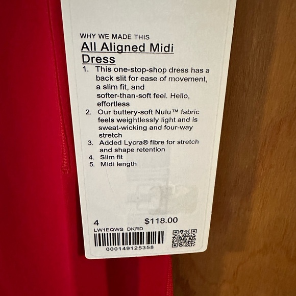 Lululemon 🔥RARE🔥 Dress Align Midi Dark Red color 🔥SOLD OUT🔥 - Picture 4 of 10